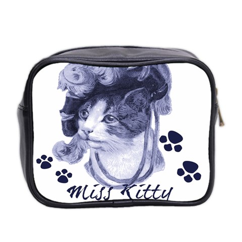 Miss Kitty blues Mini Travel Toiletry Bag (Two Sides) from ArtsNow.com Back