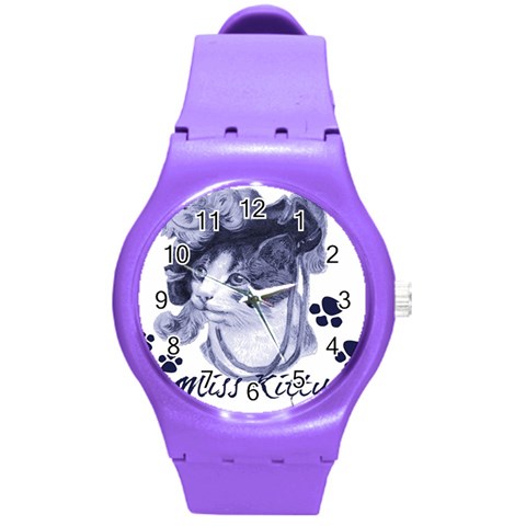 Miss Kitty blues Plastic Sport Watch (Medium) from ArtsNow.com Front