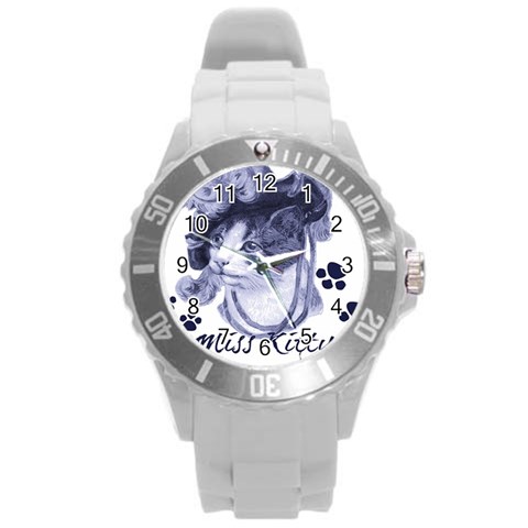 Miss Kitty blues Plastic Sport Watch (Large) from ArtsNow.com Front