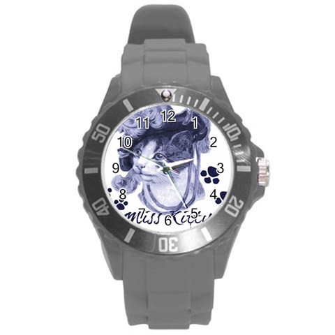 Miss Kitty blues Plastic Sport Watch (Large) from ArtsNow.com Front