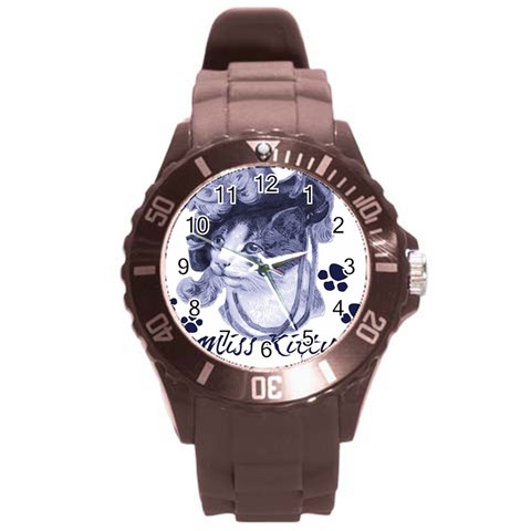 Miss Kitty blues Plastic Sport Watch (Large) from ArtsNow.com Front