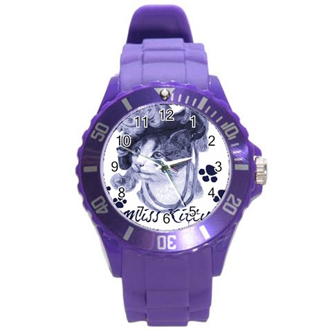 Miss Kitty blues Plastic Sport Watch (Large) from ArtsNow.com Front