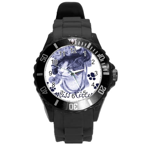 Miss Kitty blues Plastic Sport Watch (Large) from ArtsNow.com Front