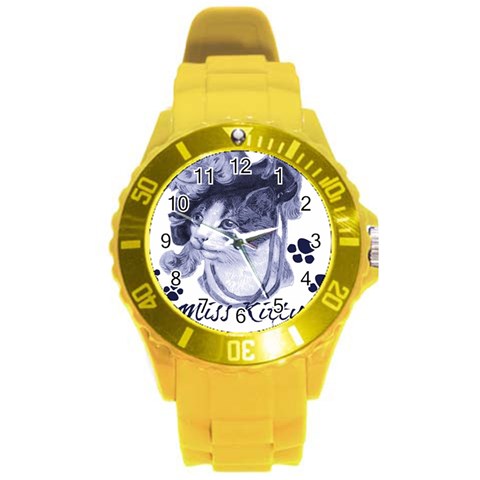 Miss Kitty blues Plastic Sport Watch (Large) from ArtsNow.com Front