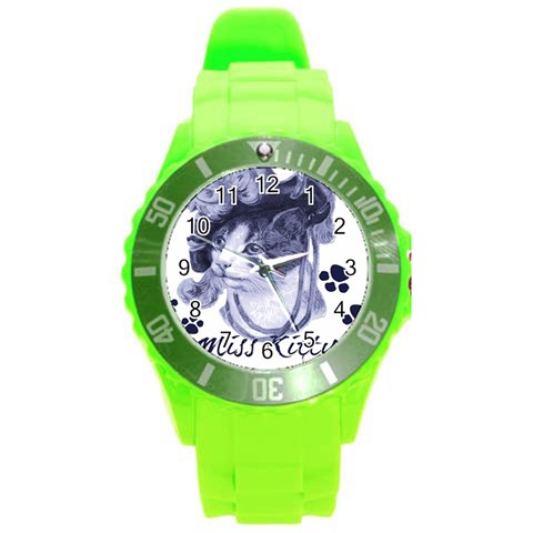 Miss Kitty blues Plastic Sport Watch (Large) from ArtsNow.com Front