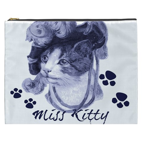 Miss Kitty blues Cosmetic Bag (XXXL) from ArtsNow.com Front