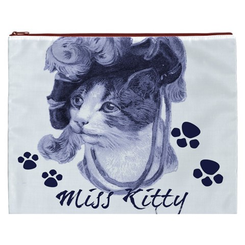 Miss Kitty blues Cosmetic Bag (XXXL) from ArtsNow.com Front