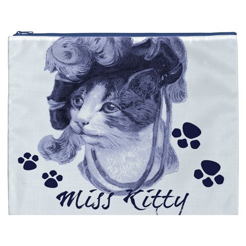 Miss Kitty blues Cosmetic Bag (XXXL) from ArtsNow.com Front