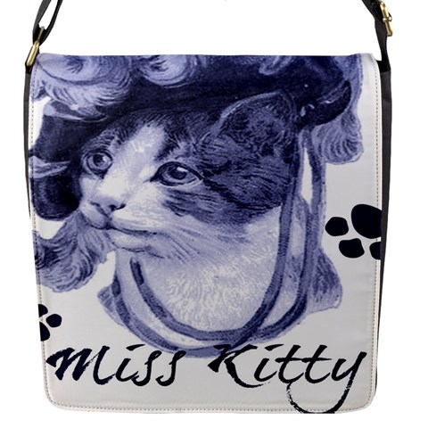 Miss Kitty blues Flap Closure Messenger Bag (Small) from ArtsNow.com Front