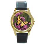 Butterfly Round Gold Metal Watch