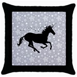 Unicorn on Starry Background Black Throw Pillow Case