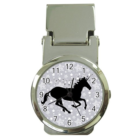 Unicorn on Starry Background Money Clip with Watch from ArtsNow.com Front