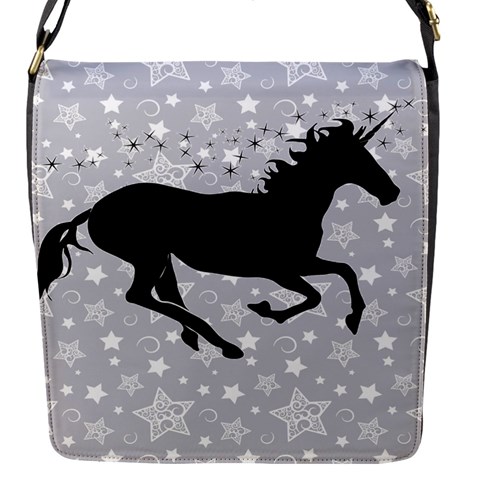 Unicorn on Starry Background Flap Closure Messenger Bag (Small) from ArtsNow.com Front