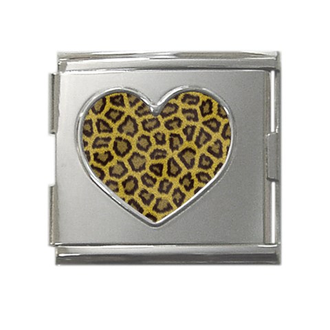 Leopard Mega Link Heart Italian Charm (18mm) from ArtsNow.com Front