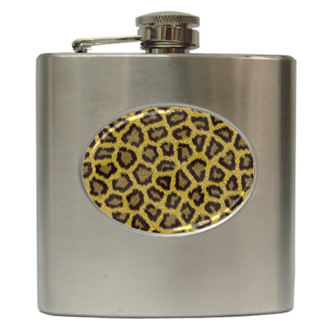 Leopard Hip Flask (6 oz) from ArtsNow.com Front