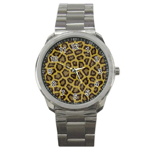 Leopard Sport Metal Watch from ArtsNow.com Front