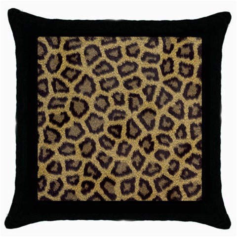 Leopard Throw Pillow Case (Black) from ArtsNow.com Front