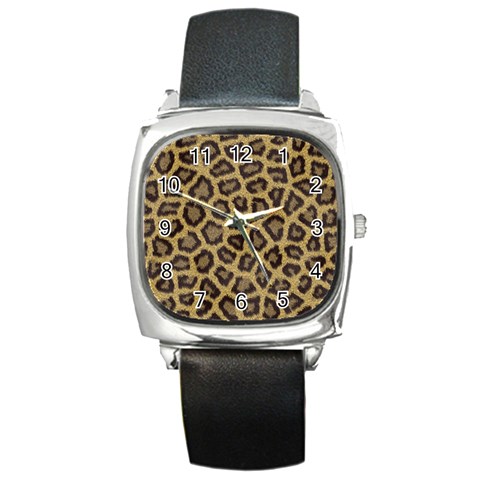 Leopard Square Metal Watch from ArtsNow.com Front