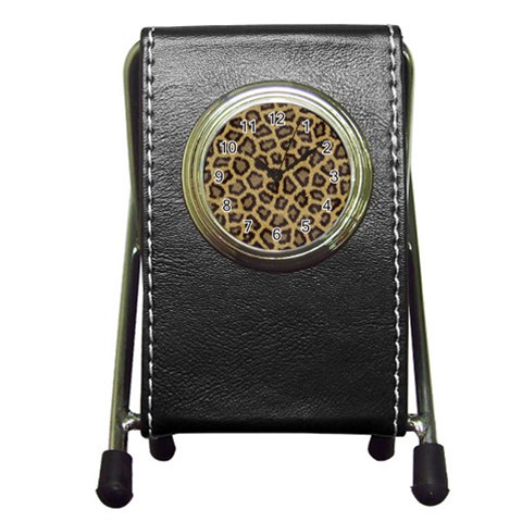 Leopard Pen Holder Desk Clock from ArtsNow.com Front