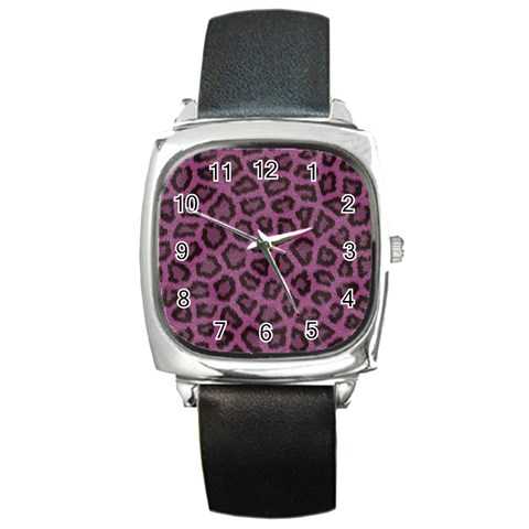 Leopard Square Metal Watch from ArtsNow.com Front