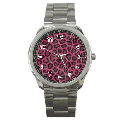 Leopard Sport Metal Watch from ArtsNow.com Front