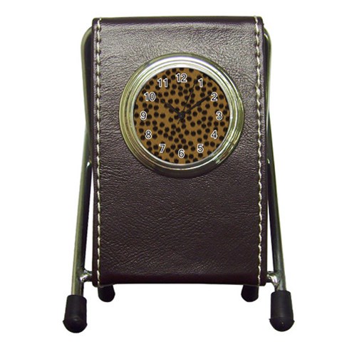 Cheetah Pen Holder Desk Clock from ArtsNow.com Front