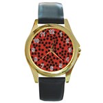 Cheetah Round Gold Metal Watch