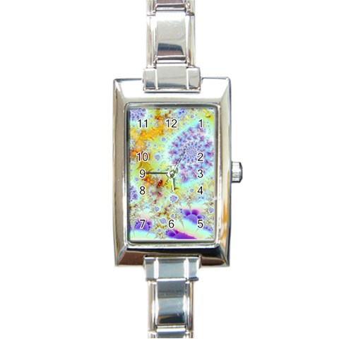 Golden Violet Sea Shells, Abstract Ocean Rectangular Italian Charm Watch from ArtsNow.com Front