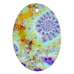 Golden Violet Sea Shells, Abstract Ocean Oval Ornament