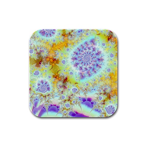 Golden Violet Sea Shells, Abstract Ocean Drink Coasters 4 Pack (Square) from ArtsNow.com Front