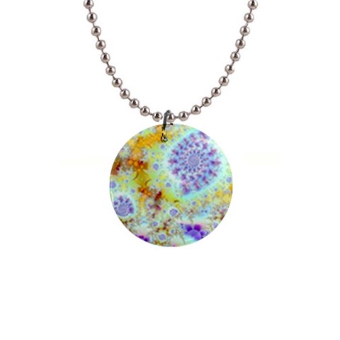 Golden Violet Sea Shells, Abstract Ocean Button Necklace from ArtsNow.com Front