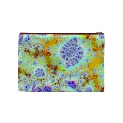 Golden Violet Sea Shells, Abstract Ocean Cosmetic Bag (Medium) from ArtsNow.com Back