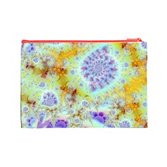 Golden Violet Sea Shells, Abstract Ocean Cosmetic Bag (Large) from ArtsNow.com Back