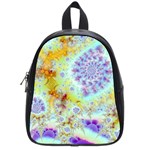 Golden Violet Sea Shells, Abstract Ocean School Bag (Small)