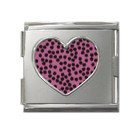 Cheetah Mega Link Heart Italian Charm (18mm) from ArtsNow.com Front