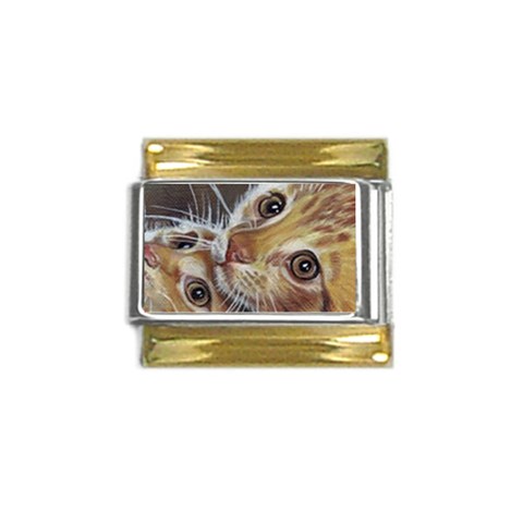 two_cats_closeup Gold Trim Italian Charm (9mm) from ArtsNow.com Front