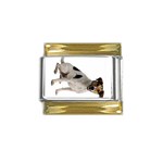 happy_dog1 Gold Trim Italian Charm (9mm)