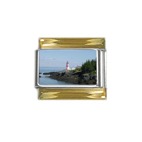 east_quoddy_head_light_house_photo03_small Gold Trim Italian Charm (9mm) from ArtsNow.com Front