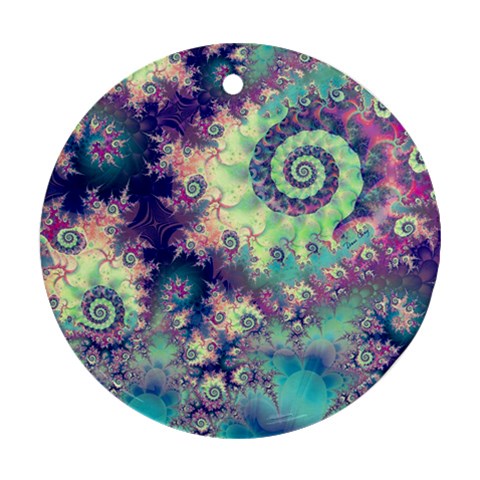 Violet Teal Sea Shells, Abstract Underwater Forest Ornament (Round) from ArtsNow.com Front