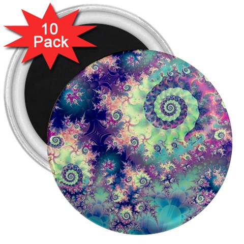 Violet Teal Sea Shells, Abstract Underwater Forest 3  Magnet (10 pack) from ArtsNow.com Front