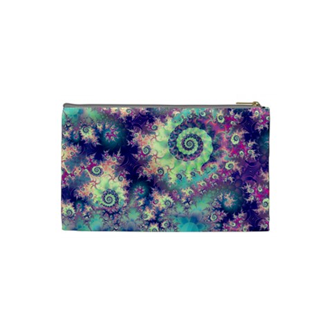 Violet Teal Sea Shells, Abstract Underwater Forest Cosmetic Bag (Small) from ArtsNow.com Back