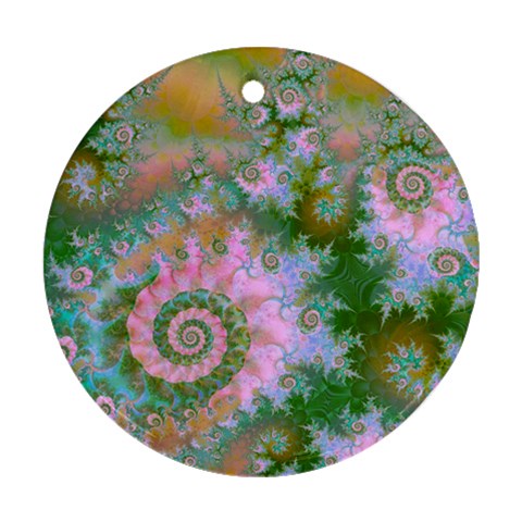 Rose Forest Green, Abstract Swirl Dance Round Ornament from ArtsNow.com Front