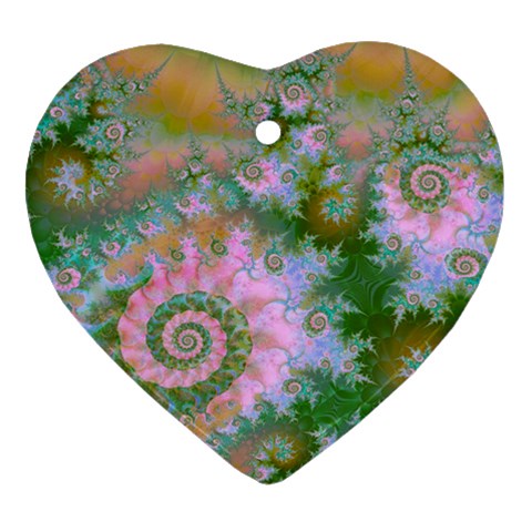 Rose Forest Green, Abstract Swirl Dance Heart Ornament from ArtsNow.com Front