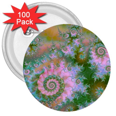 Rose Forest Green, Abstract Swirl Dance 3  Button (100 pack) from ArtsNow.com Front