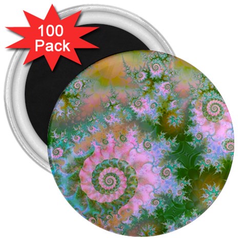 Rose Forest Green, Abstract Swirl Dance 3  Button Magnet (100 pack) from ArtsNow.com Front