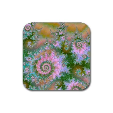 Rose Forest Green, Abstract Swirl Dance Drink Coaster (Square) from ArtsNow.com Front