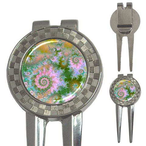 Rose Forest Green, Abstract Swirl Dance Golf Pitchfork & Ball Marker from ArtsNow.com Front