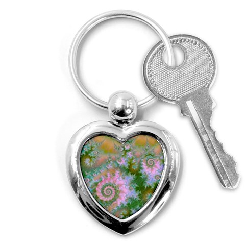 Rose Forest Green, Abstract Swirl Dance Key Chain (Heart) from ArtsNow.com Front