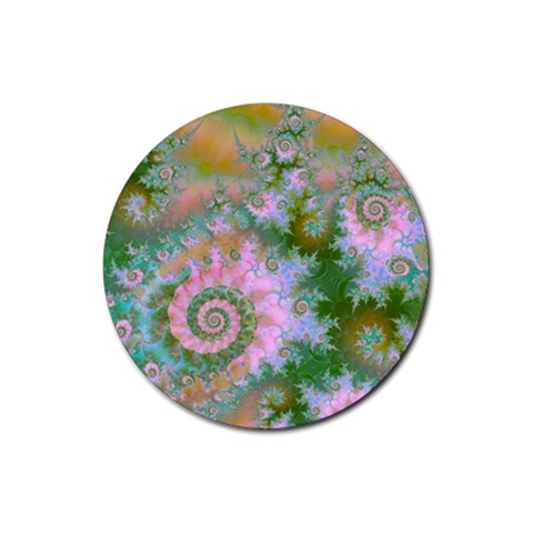 Rose Forest Green, Abstract Swirl Dance Drink Coaster (Round) from ArtsNow.com Front