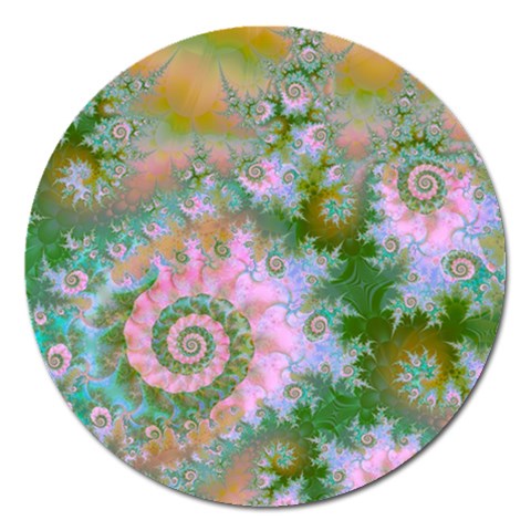 Rose Forest Green, Abstract Swirl Dance Magnet 5  (Round) from ArtsNow.com Front